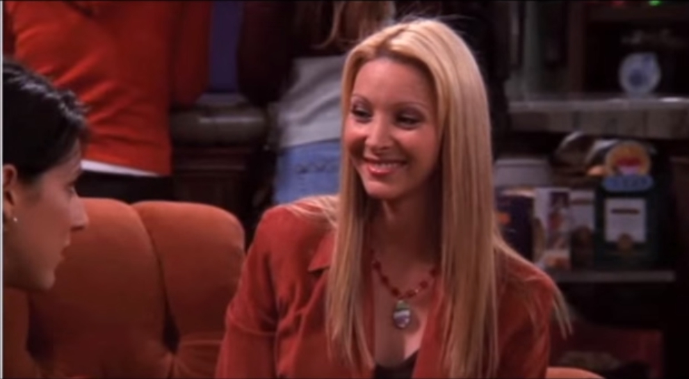 V tejto scéne pri rozhovore s Phoebe môžeme na krátky okamih zazrieť, že Monicu (vľavo) nehrá Courteney Cox.