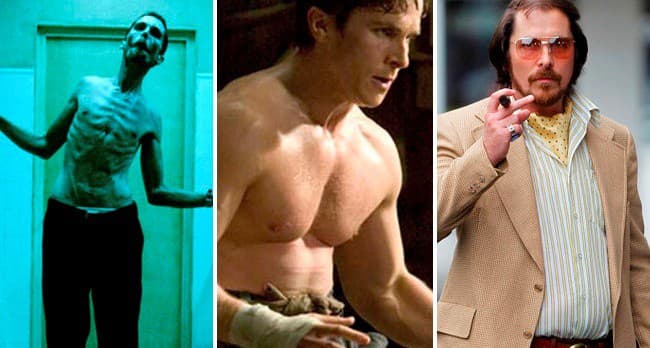 Christian Bale pre filmové úlohy extrémne nielen chudol, ale aj priberal. Zľava v Mechanikovi, Batmanovi a Špinavom triku.