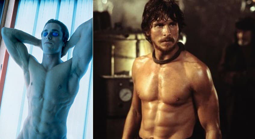 Christian Bale (zľava) vo filmoch Americké psycho (2000) a Vláda ohňa (2002).