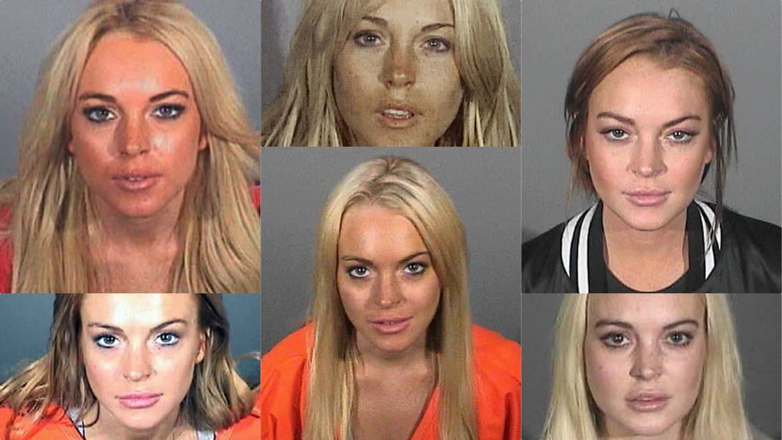 Lindsay lohan zatkli celkovo šesťkrát (Foto: SITA/AP/Santa Monica Police Department, LA County Sheriff's Department)