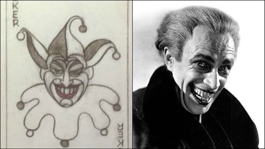 Karta Jokera a inšpirácia v podobe Gwynplaina. (Foto: YouTube/The Los Angeles Times, Universal Pictures)