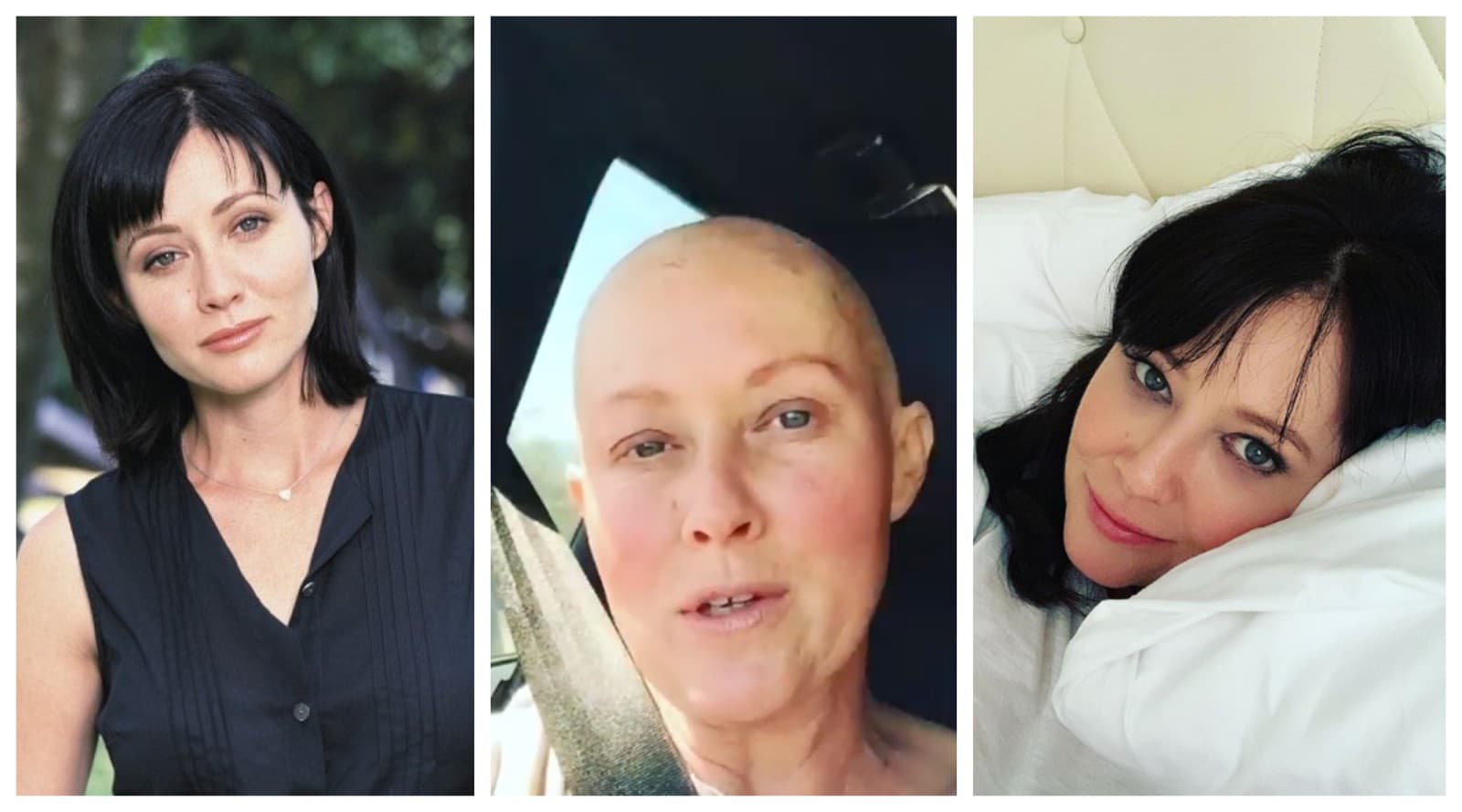 Shannen Doherty v roku 1998, 2016 počas boja s rakovinou a 2019. (Photo © WB Television Network, Instagram/ShannenDoherty)