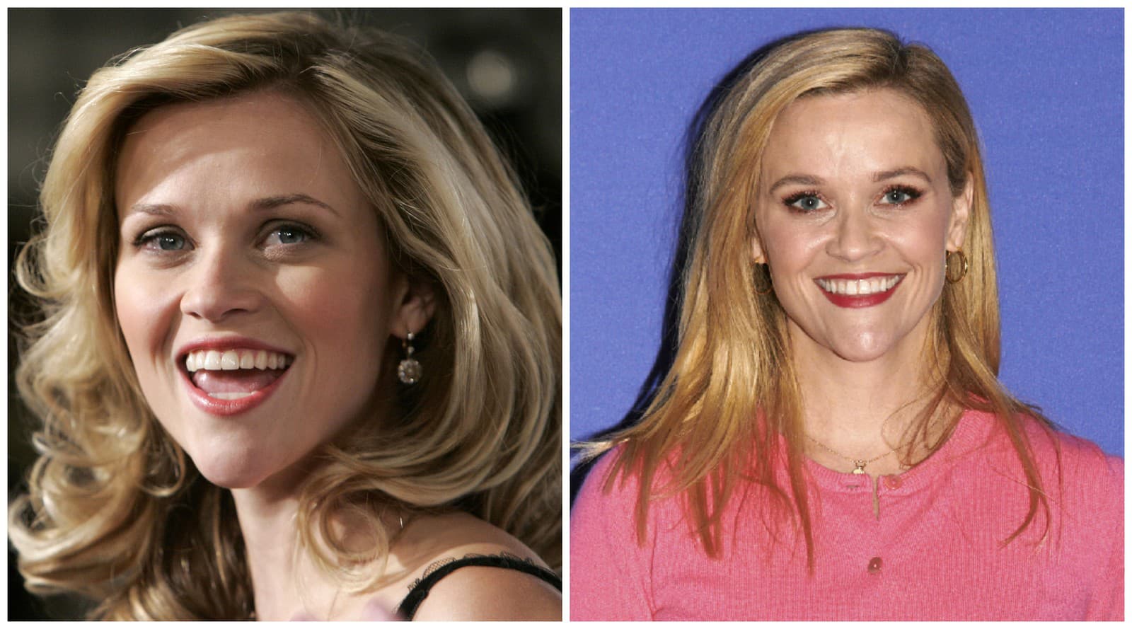 Reese Witherspoon v roku 2005 a 2019, stále vyzerá ako čerstvá tridsiatnička (Zdroj: SITA/AP Photo/Matt Sayles, Photo by Loren Wohl/Invision for WME Live Ventures/AP Images)