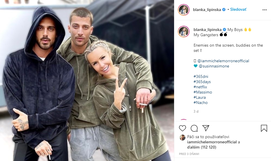 Michele Morrone, Susinna Simone a Blanka Lipinska počas natáčania (Zdroj: Instagram/blanka_lipinska)