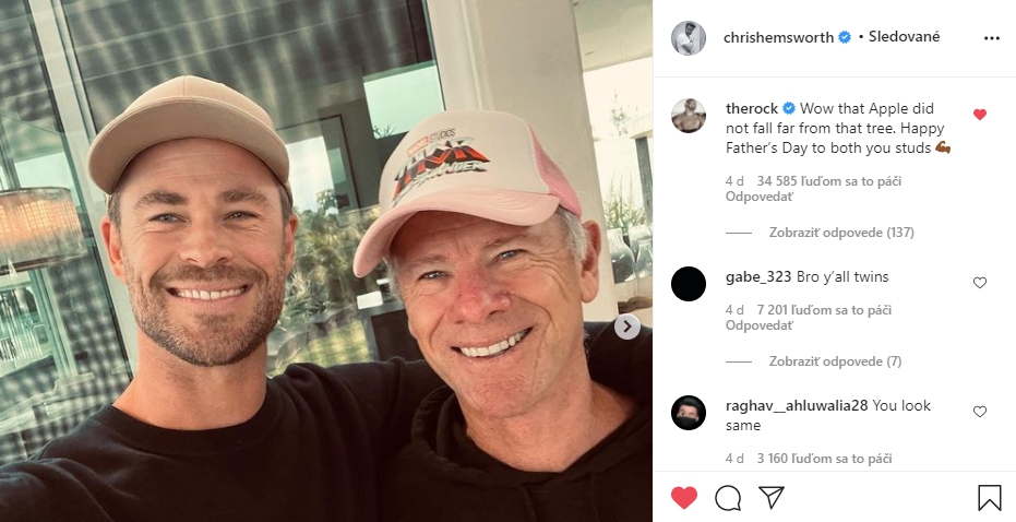 Chris Hemsworth a jeho otec Craig (Zdroj: Instagram/chrishemsworth)