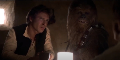 Vľavo Harrison Ford ako Han Solo (Zdroj: Repro foto YouTube/JoBlo Movie Clips)