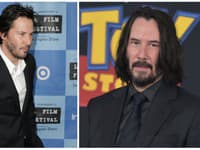 Keanu Reeves v roku 2006 a 2019. Keby si nenechal narásť vlasy, nevidíme žiadnu zmenu (Zdroj: TASR/AP Photo/Lucas Jackson, Photo by Richard Shotwell/Invision/AP)