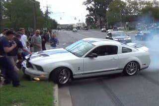 Mustang vs. skupina divákov