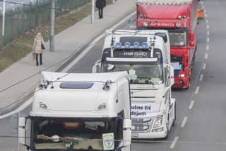 Štrajk autodopravcov v Bratislave