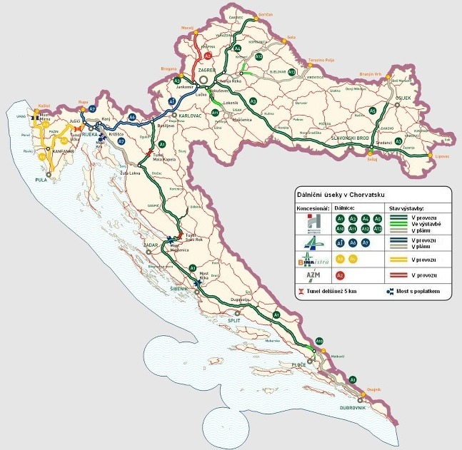 Sieť diaľnic v Chorvátsku
