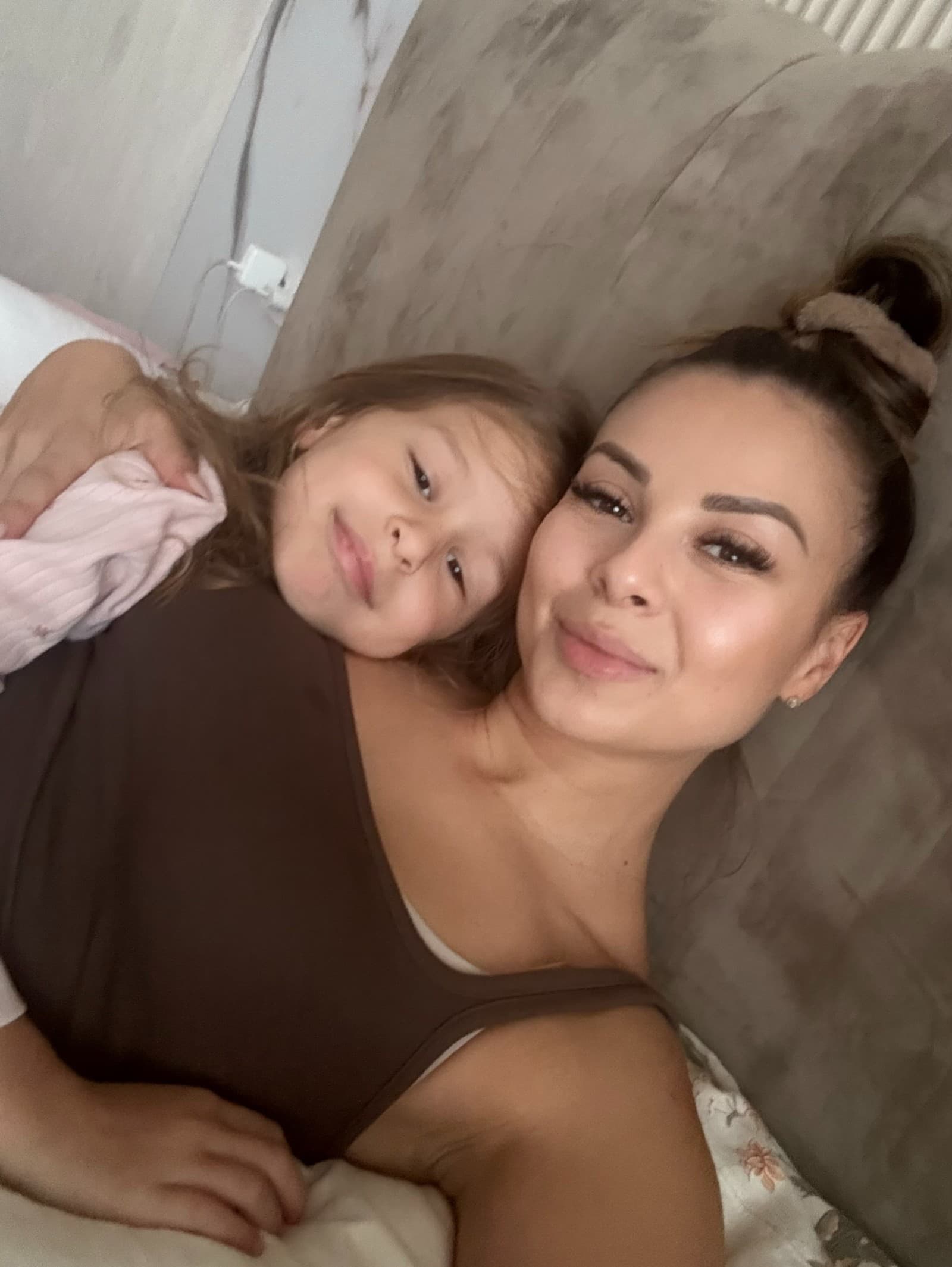 Monika Bagárová with her daughter Rumia