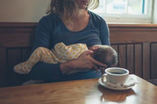 A young mother is