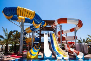 Colorful waterpark tubes and