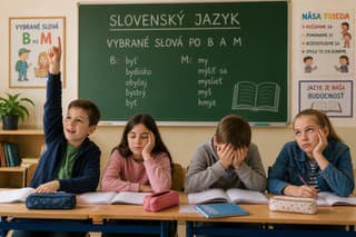 Žiaci na hodine slovenského