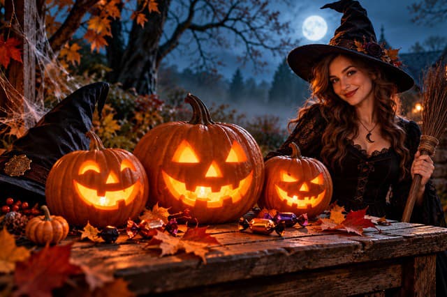 Čarodejnica počas Halloweenu