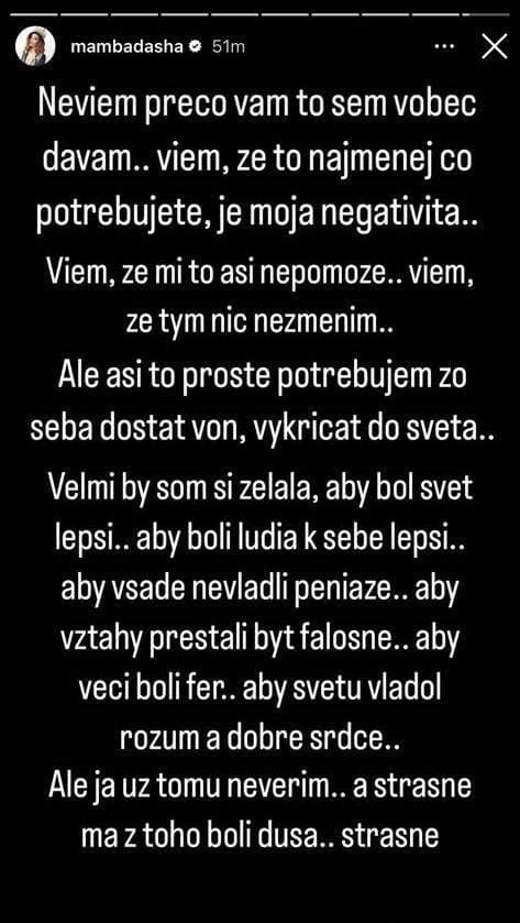 Mamba Dáša ŠOKOVALA úprimným