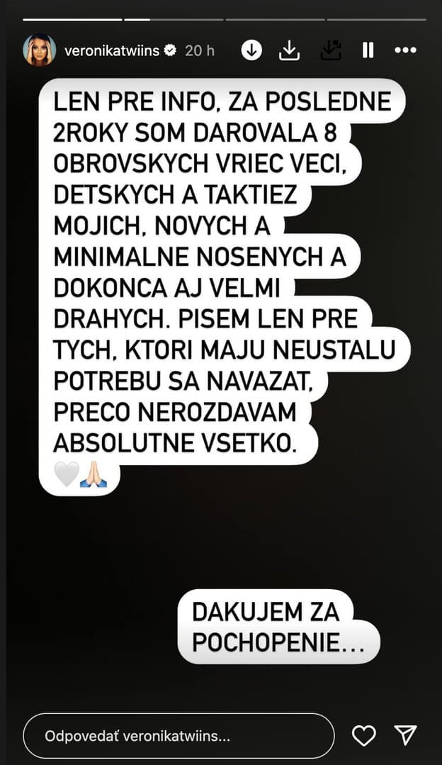 Veronika Nízlová PREDÁVA veci
