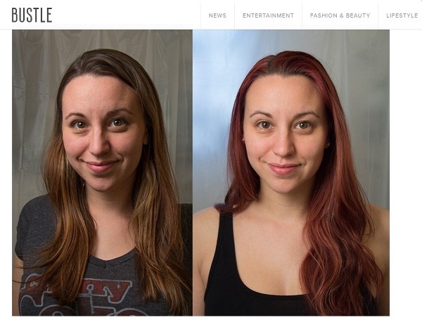 Jen Schildgen pred (vľavo) a po 15 dňoch smoothie experimentu. (Foto: screenshot Bustle.com)  