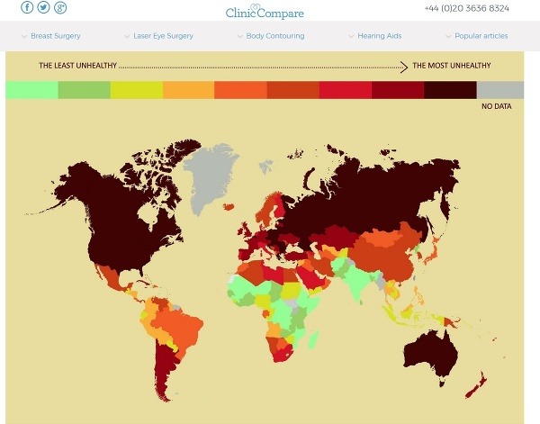 Rebríček najnezdravších krajín sveta